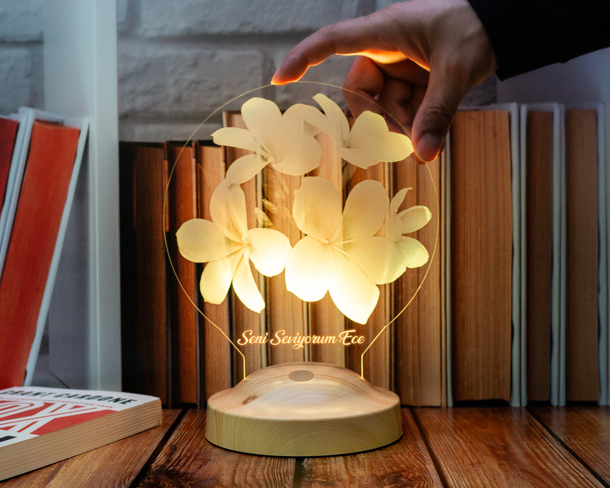 Sevgiliye Hediye, Plumeria Çiçeği Sevgiliye Doğum Günü Hediyesi İsimli Led Lamba