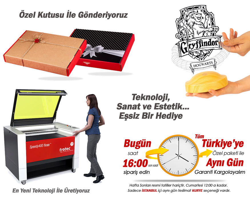 Harry Potter Hogwarts Gryffindor Hediyesi, Hogwarts Hayranları Hediyesi Kişiye Özel 3D Led Lamba