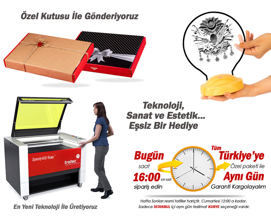 Babaya Hediye, Kişiye Özel Osmanlı Tuğrası Led Lamba