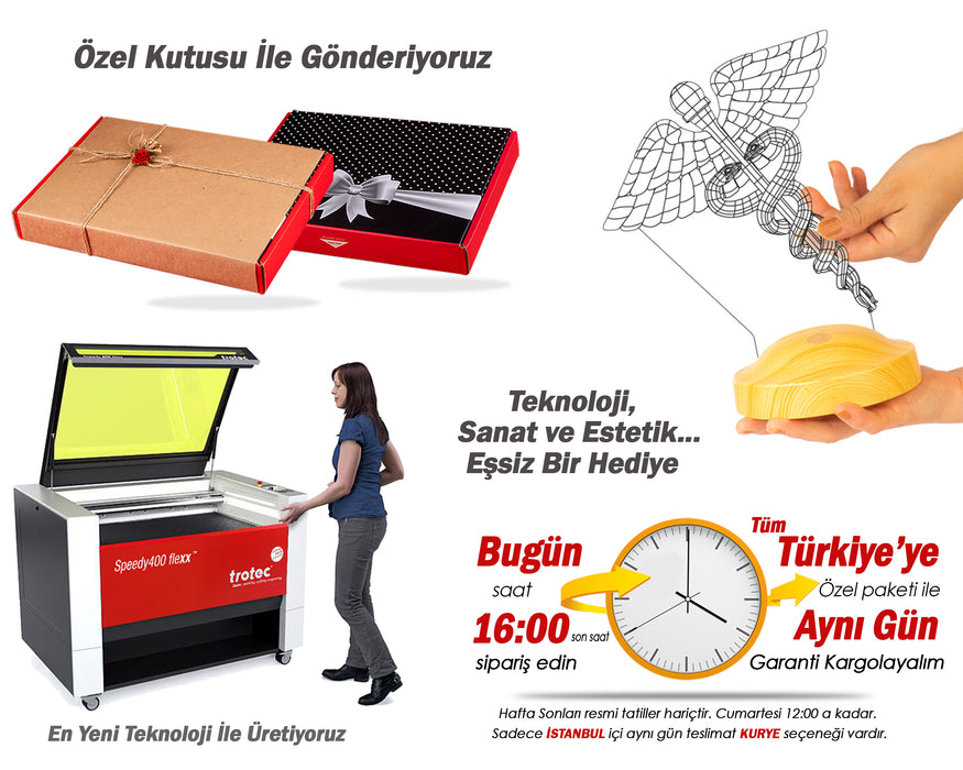 Tıp Sembollü Doktor Hediyesi Led Lamba, Doçent Doktor Ofis ve Muayenehane Hediyesi, 3D Tıp Logosu Lamba, Tıp Bayramı Hediyesi