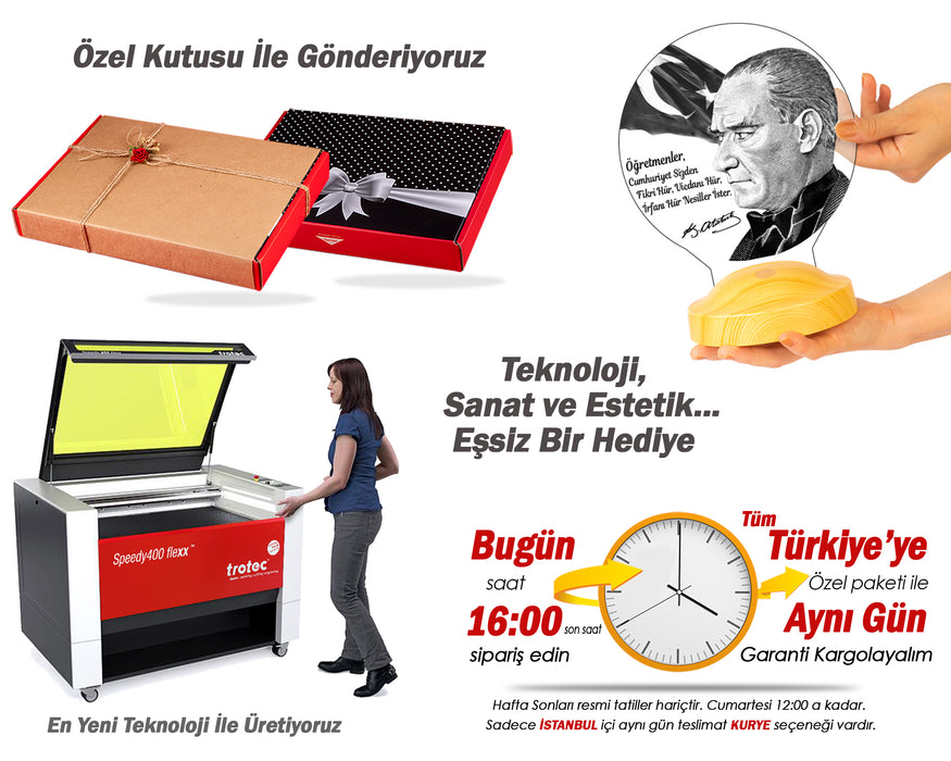 Atatürk Sözleri Hediye Led Lamba, Mustafa Kemal Atatürk Görselli Hediyeler