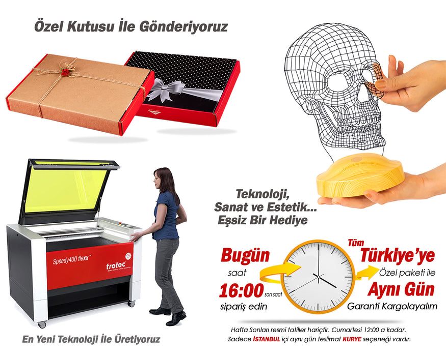 Kuru Kafa Dijital Artwork Gece Lambası, 3 Boyutlu Led Lamba