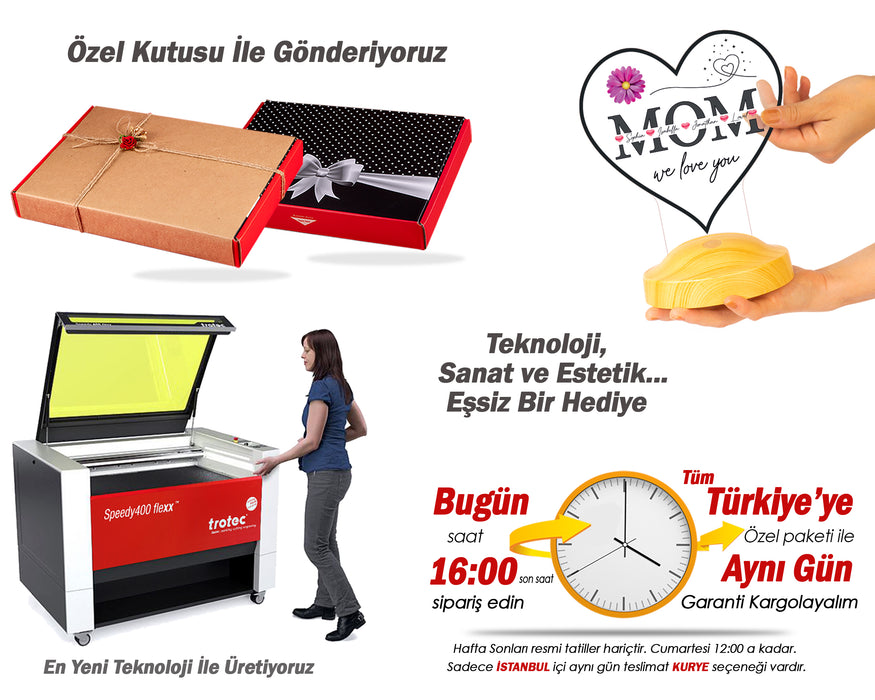 Kalp Şeklinde İsim Yazılı LED Lamba – Anneye Kişiye Özel Anneler Günü Hediyesi