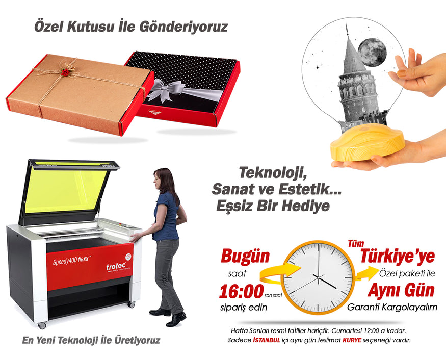 Galata Kulesi Tasarımlı Kişiye Özel Lamba – Romantik İstanbul Hediyesi