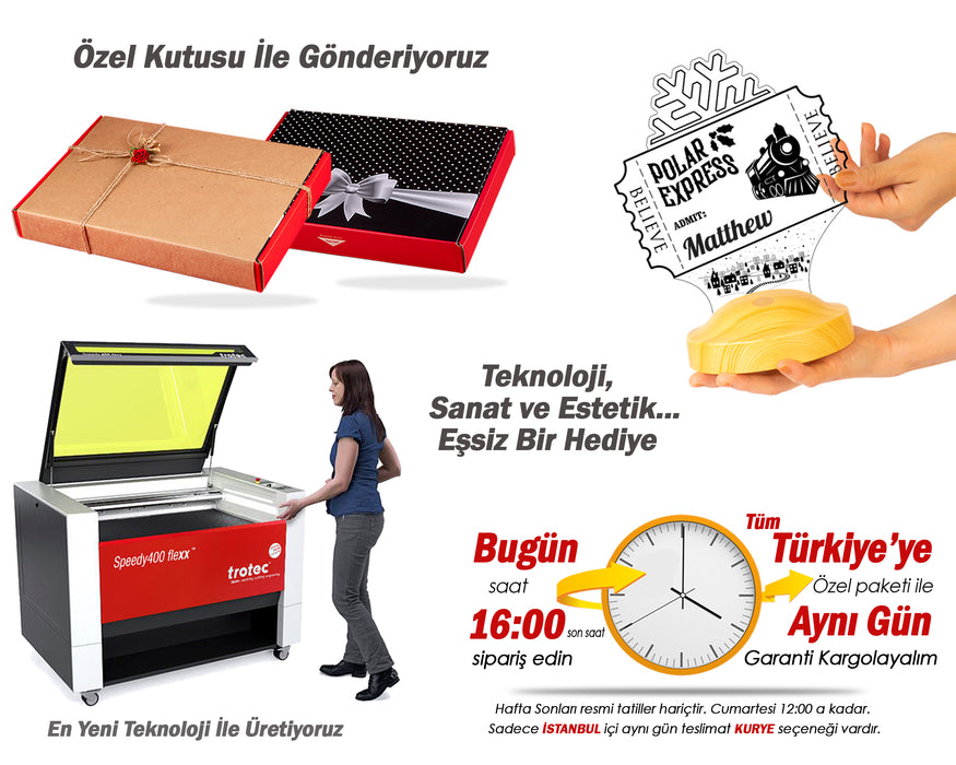 Polar Express Temalı LED Lamba – Yeni Yıl ve Believe Hediyesi