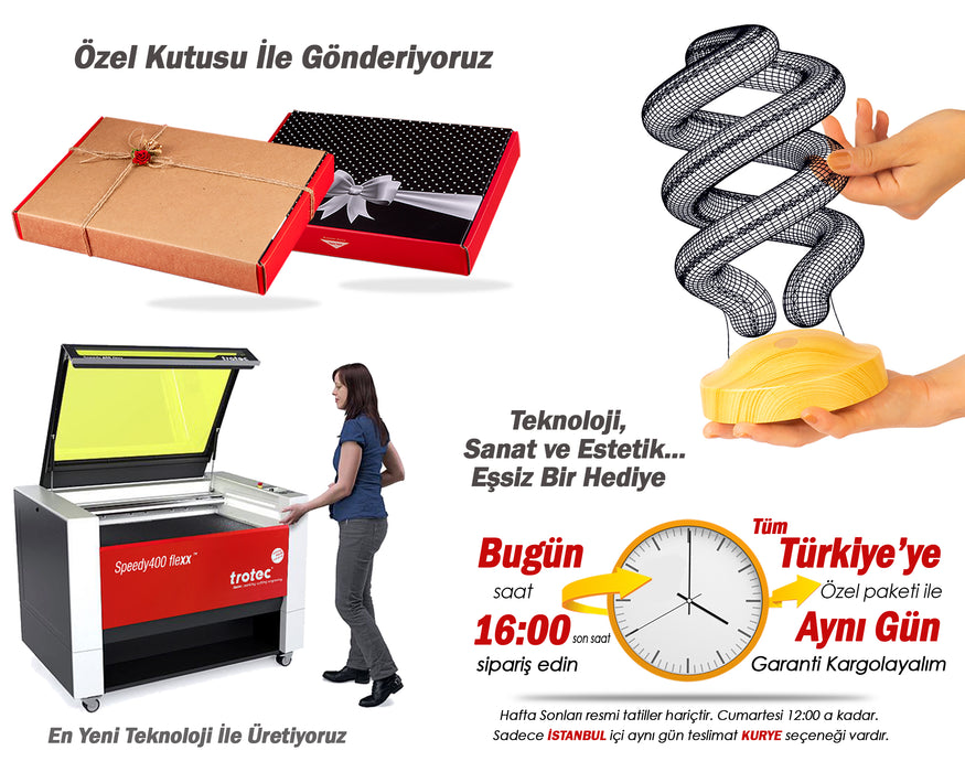 Spiral Şeklinde Gece Lambası, Helezon 3D Led Lamba