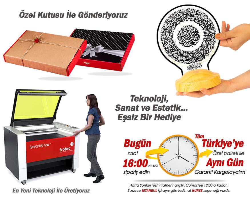 Fatiha Suresi Arapça Yazılı LED Lamba – Dini Hediyelik