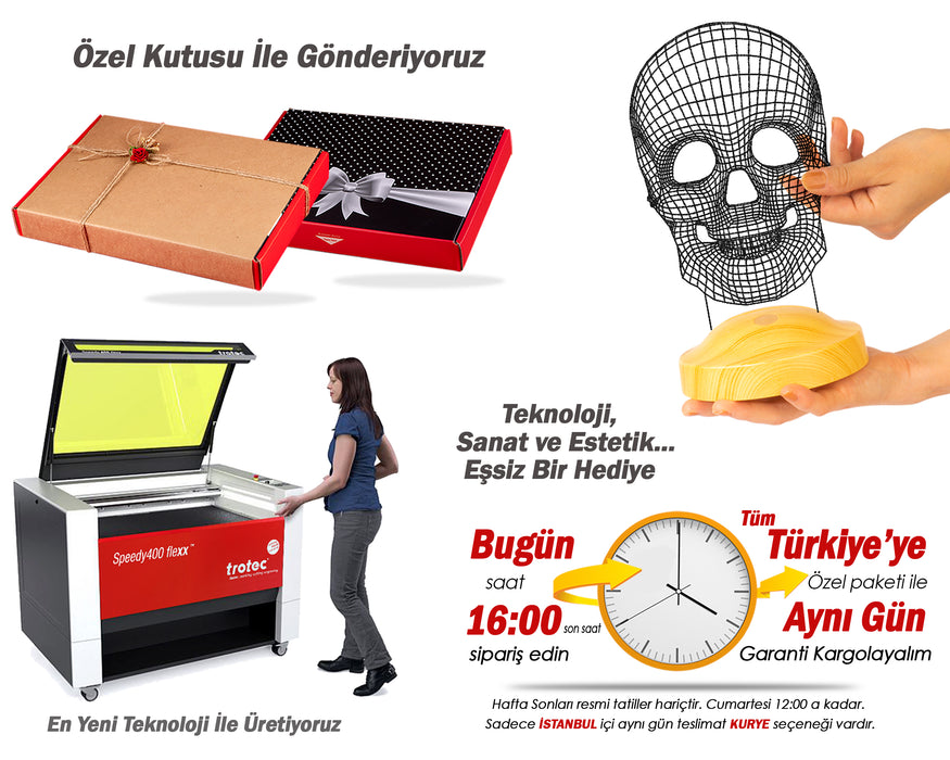 3 Boyutlu Kuru Kafa Led Lamba