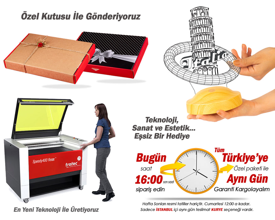 3 Boyutlu İtalya Pisa Kulesi Led Lamba