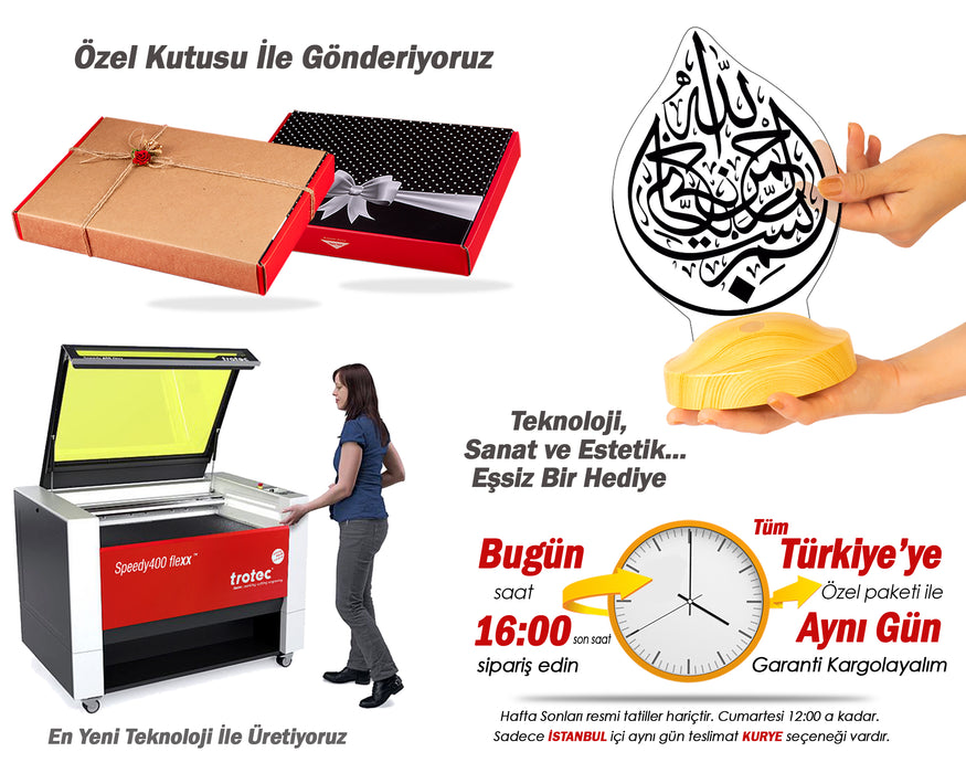 Besmele Hat Sanatlı LED Lamba – Bismillah Yazılı Manevi Hediye
