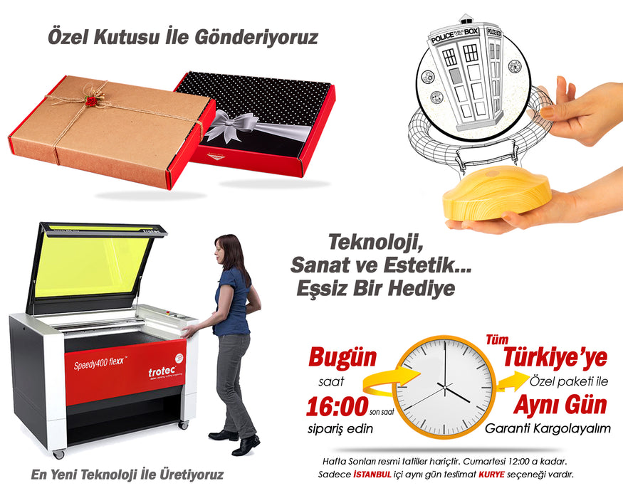 Tardis Temalı Kişiye Özel Hediye LED Gece Lambası – Doctor Who Hayranlarına Özel Hediye Seçeneği