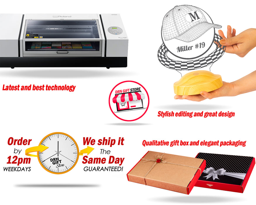 Şapka Tasarımlı Kişiye Özel Dekoratif Led Lamba, Beyzbol Şapkası Tasarımlı 3 Boyutlu Lamba, Güvenlik Hediyesi Şapka Şeklinde Gece Lambası