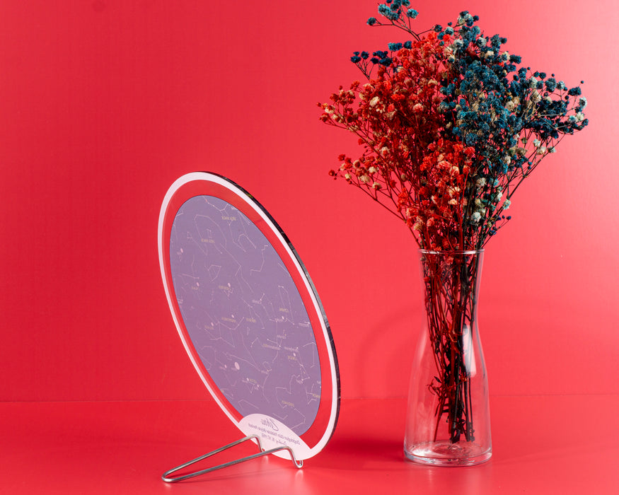 Kişiye Özel Gökyüzü Yıldız Haritası Pleksi, Yıldız Haritası Tablo, Şeffaf Tablo, Oval Çerçeve, Kişiye özel Hediye, (Metal ayaklı)
