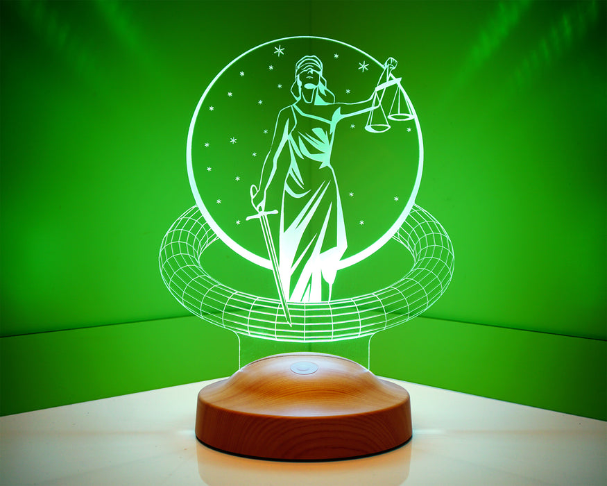 Avukata Özel Terazili 3D LED Lamba – İsim Yazılabilir Adalet Sembolü Avukat - Hakim - Savcı Hediyesi