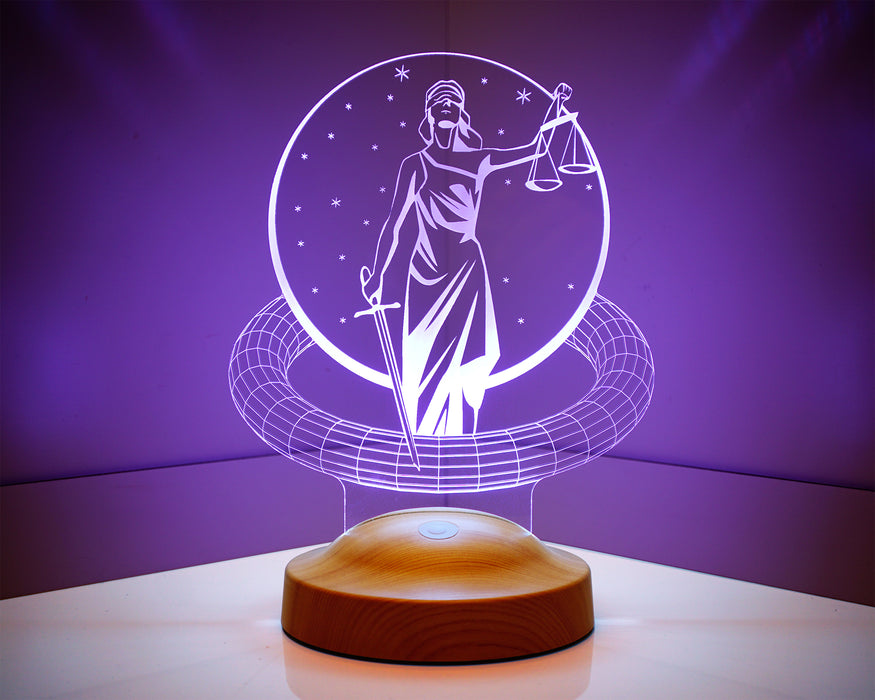Avukata Özel Terazili 3D LED Lamba – İsim Yazılabilir Adalet Sembolü Avukat - Hakim - Savcı Hediyesi