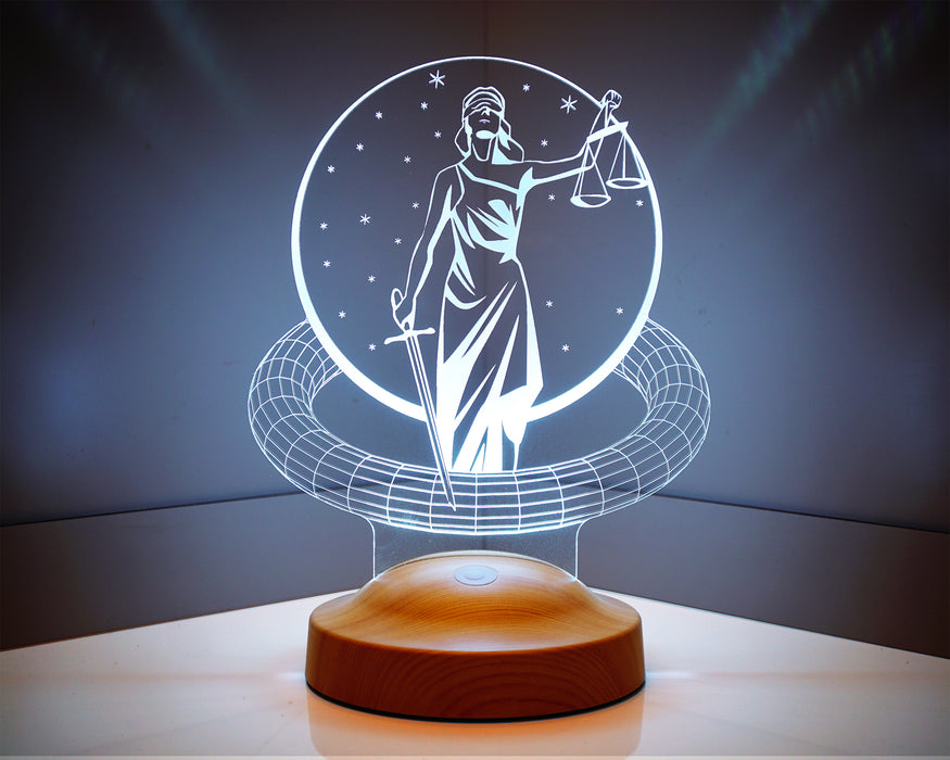 Avukata Özel Terazili 3D LED Lamba – İsim Yazılabilir Adalet Sembolü Avukat - Hakim - Savcı Hediyesi
