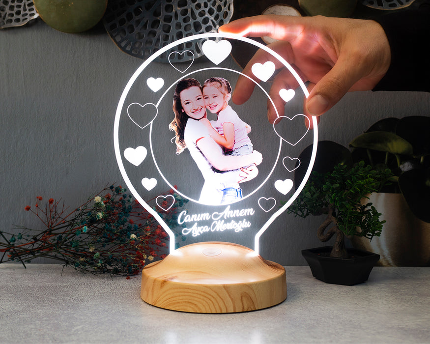 Anneler Günü Hediyesi, Fotoğraflı Led Gece Lambası, Anneye Fotoğraflı Hediye Led Lamba