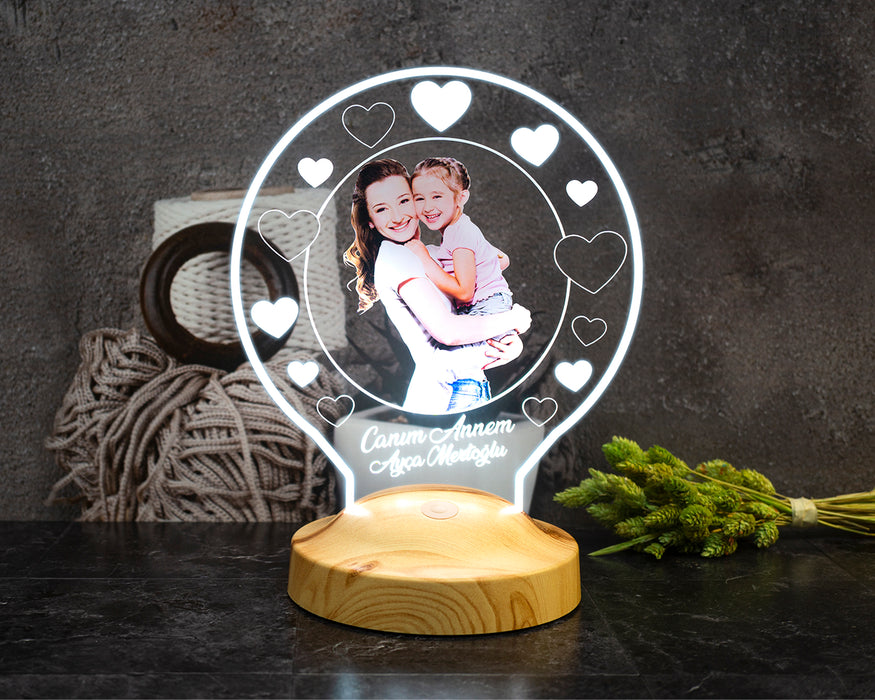 Anneler Günü Hediyesi, Fotoğraflı Led Gece Lambası, Anneye Fotoğraflı Hediye Led Lamba