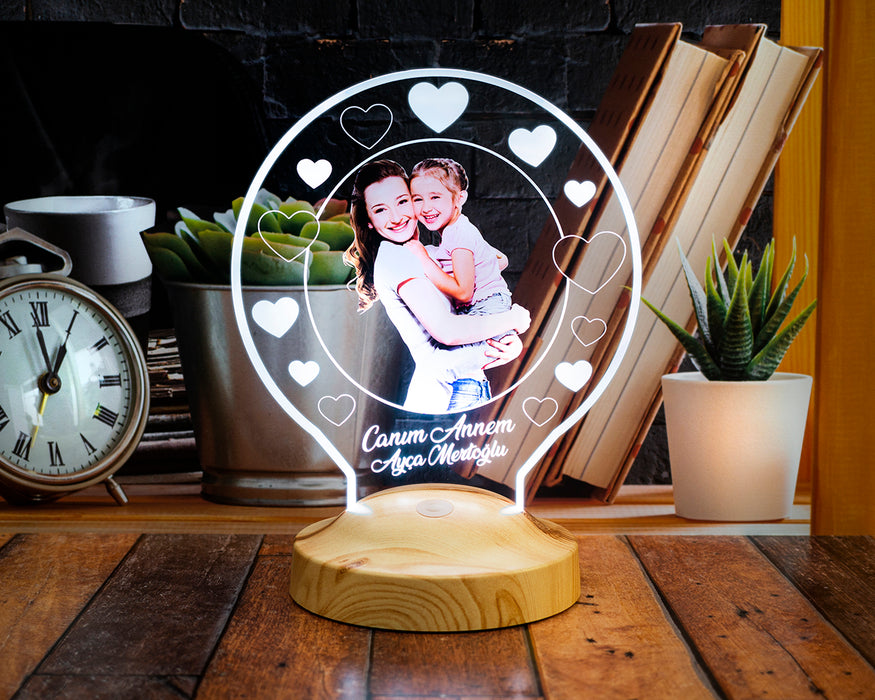 Anneler Günü Hediyesi, Fotoğraflı Led Gece Lambası, Anneye Fotoğraflı Hediye Led Lamba