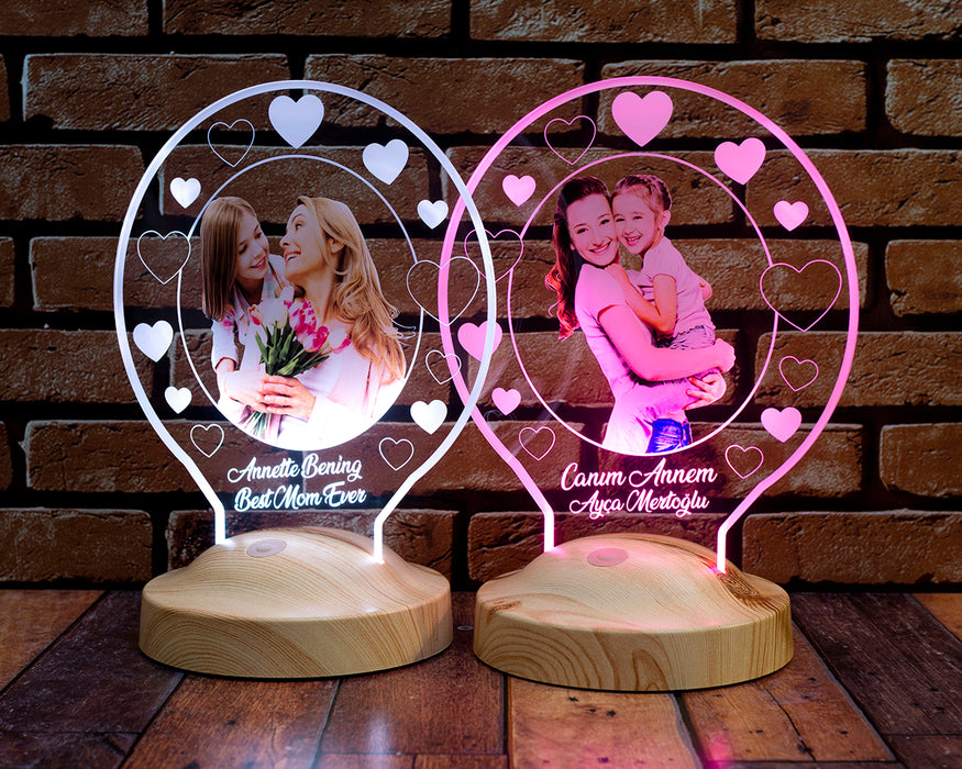 Anneler Günü Hediyesi, Fotoğraflı Led Gece Lambası, Anneye Fotoğraflı Hediye Led Lamba
