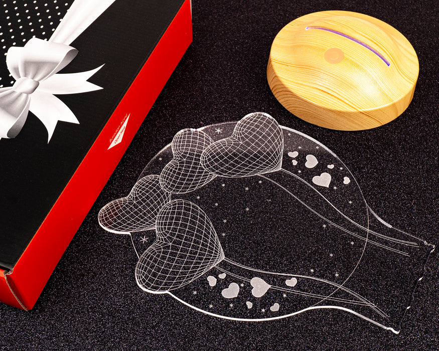 Anneler Günü Hediyesi, Anneye İsimli Hediye, Balon Kalpler Küre Kişiye Özel 3D Led Lamba