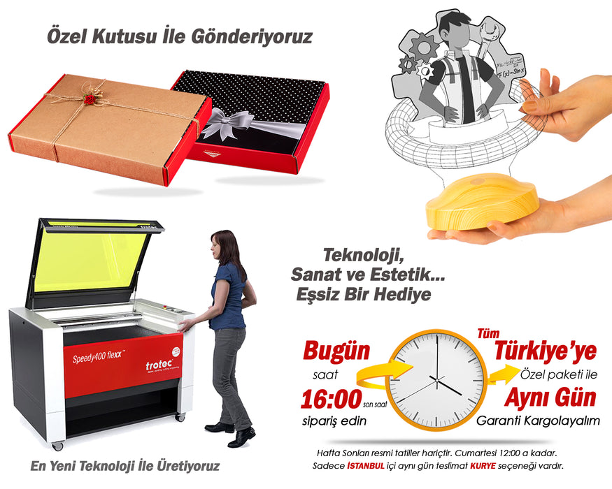 Mühendisler Günü Hediyesi, Makine Mühendisi Hediyesi Kişiye Özel Hediye Led Lamba