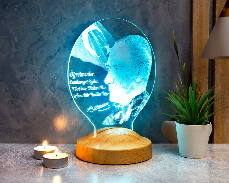 Atatürk Sözleri Hediye Led Lamba, Mustafa Kemal Atatürk Görselli Hediyeler