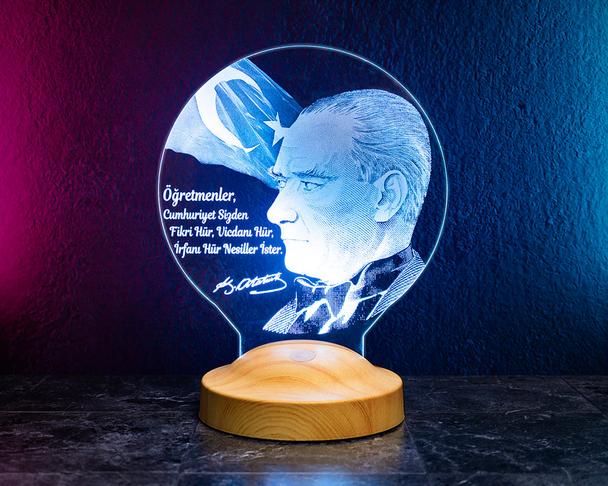 Atatürk Sözleri Hediye Led Lamba, Mustafa Kemal Atatürk Görselli Hediyeler