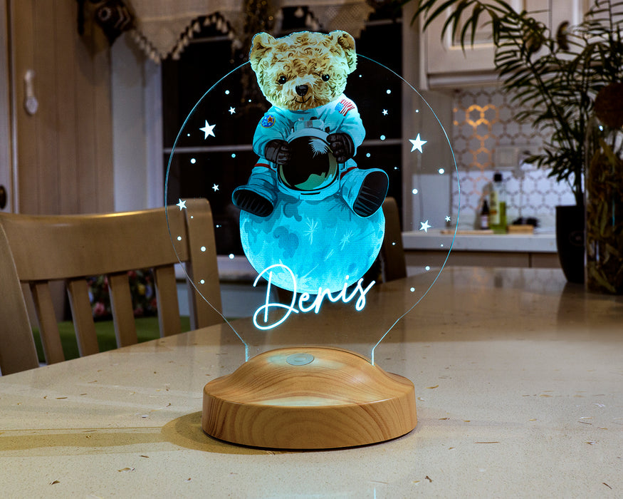 Hoş Geldin Bebek Hediyesi Ayıcık Gece Lambası, Teddy Bear Kişiye Özel Doğum Günü Hediyesi, Ayı Teddy Led Lamba Aydınlatması