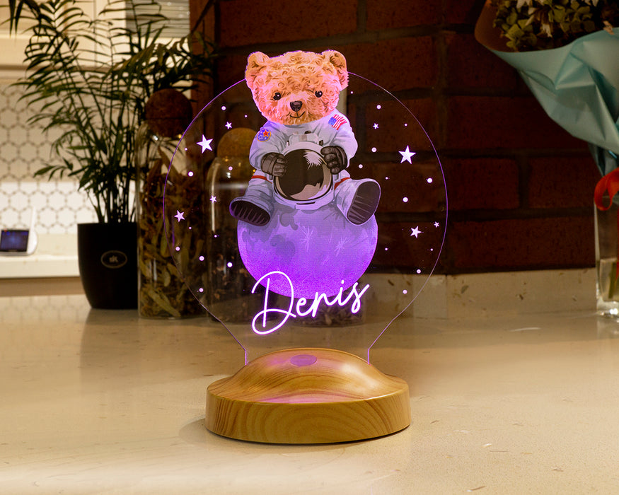 Hoş Geldin Bebek Hediyesi Ayıcık Gece Lambası, Teddy Bear Kişiye Özel Doğum Günü Hediyesi, Ayı Teddy Led Lamba Aydınlatması