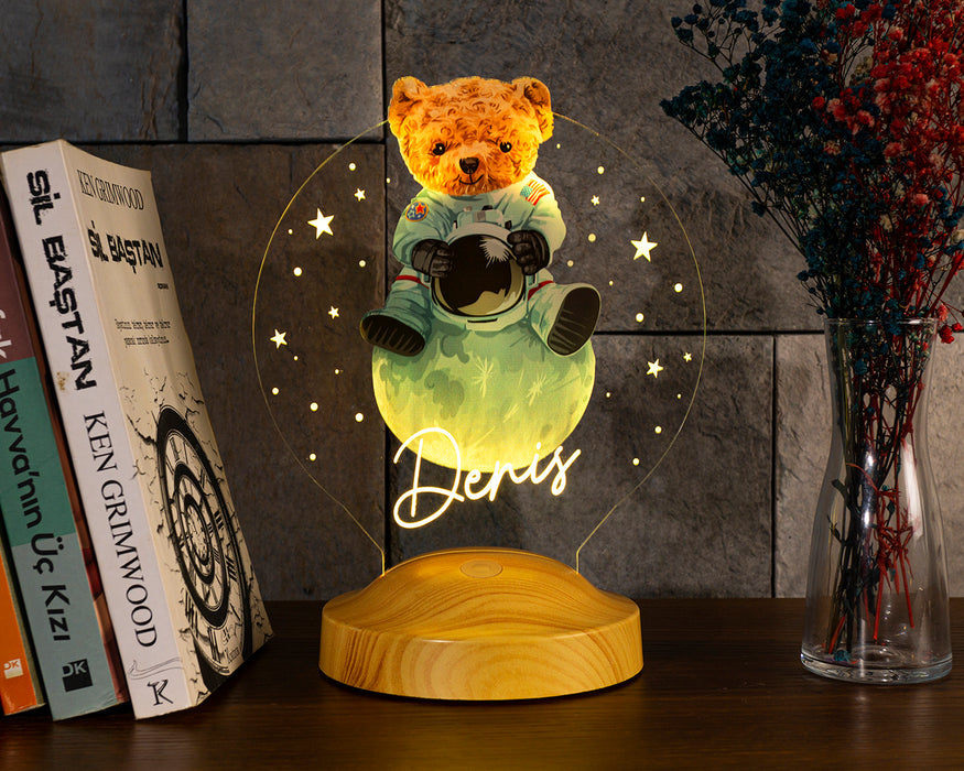 Hoş Geldin Bebek Hediyesi Ayıcık Gece Lambası, Teddy Bear Kişiye Özel Doğum Günü Hediyesi, Ayı Teddy Led Lamba Aydınlatması