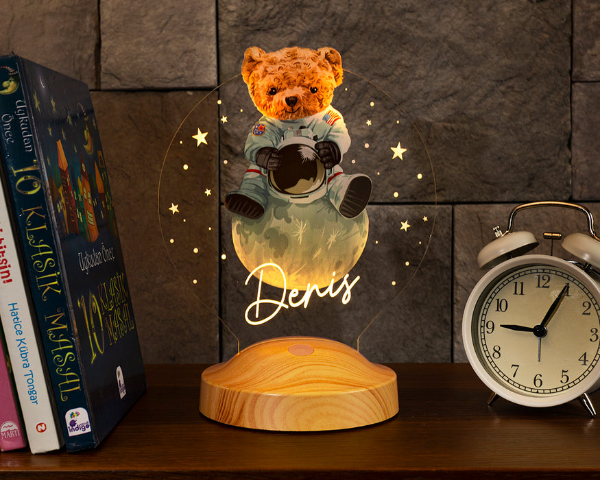 Hoş Geldin Bebek Hediyesi Ayıcık Gece Lambası, Teddy Bear Kişiye Özel Doğum Günü Hediyesi, Ayı Teddy Led Lamba Aydınlatması