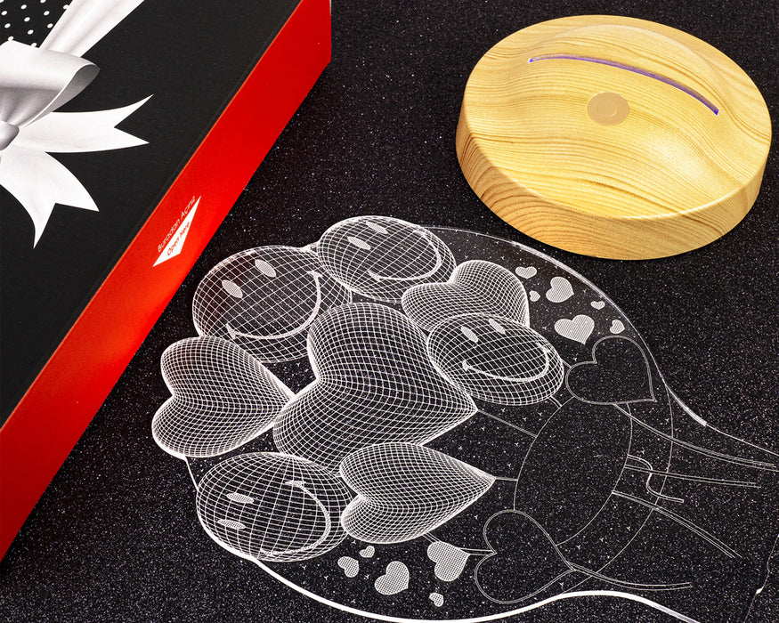 Babalar Günü Hediyesi Smiley Kalpler Babaya Hediye 3 Boyutlu Led Lamba