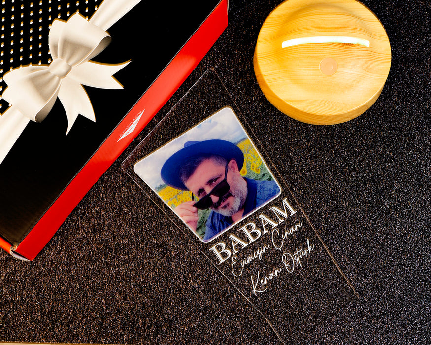 Babaya Hediye, Resimli , Babalar Günü Hediyesi, Babama Hediye,Fotoğraflı Renkli 3D Led Lamba