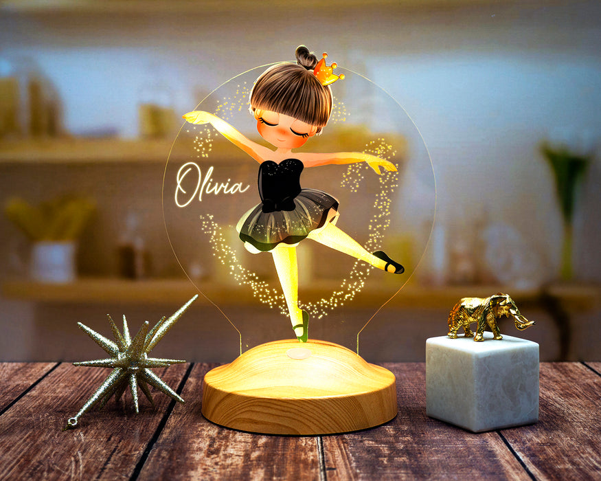 Balerin Temalı LED Gece Lambası – Kız Çocuğuna İsimli Doğum Günü Hediyesi
