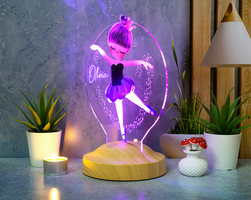 Balerin Temalı LED Gece Lambası – Kız Çocuğuna İsimli Doğum Günü Hediyesi