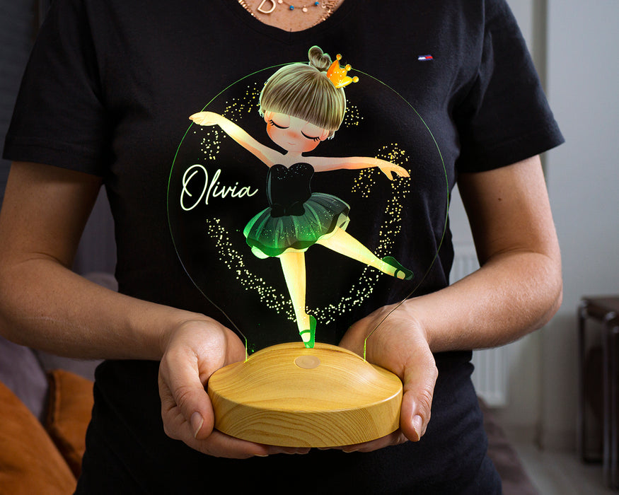 Balerin Temalı LED Gece Lambası – Kız Çocuğuna İsimli Doğum Günü Hediyesi