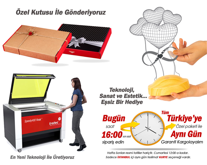 Sevgiliye Hediye Balon Kalpler Sonsuzluk İsimli Led Lamba