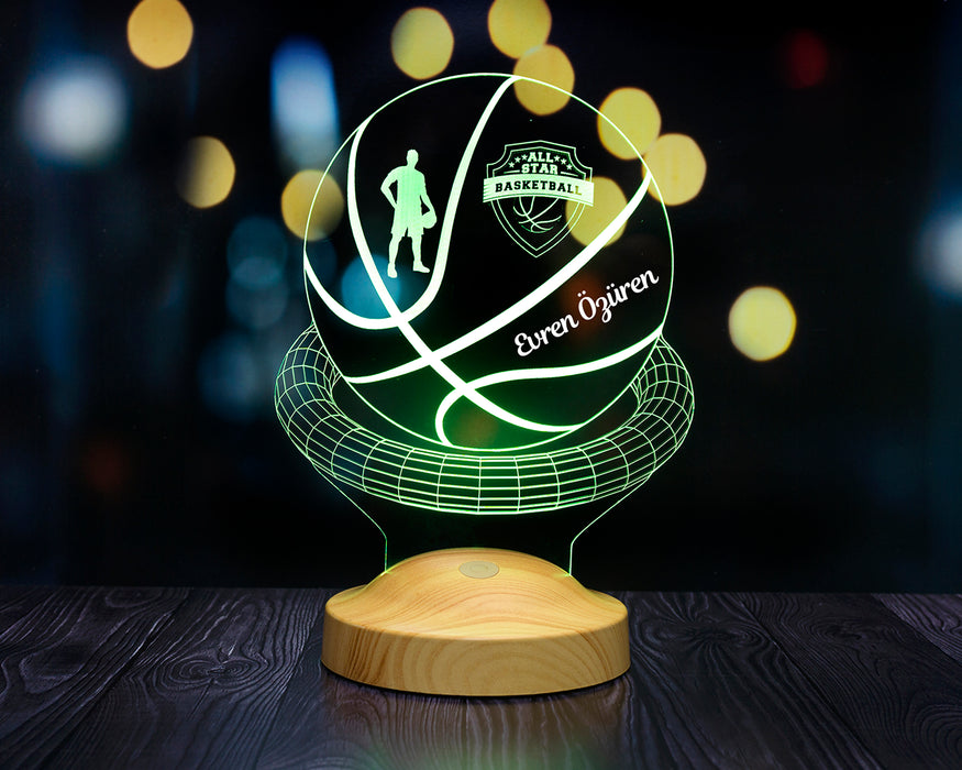 Kişiye Özel 3 Boyutlu Basketbol Led Lamba