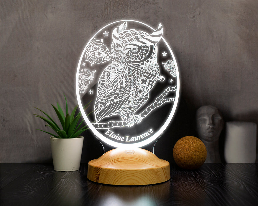 Baykuş Tasarımlı Kişiye Özel 3D LED Gece Lambası Hediye Seçeneği