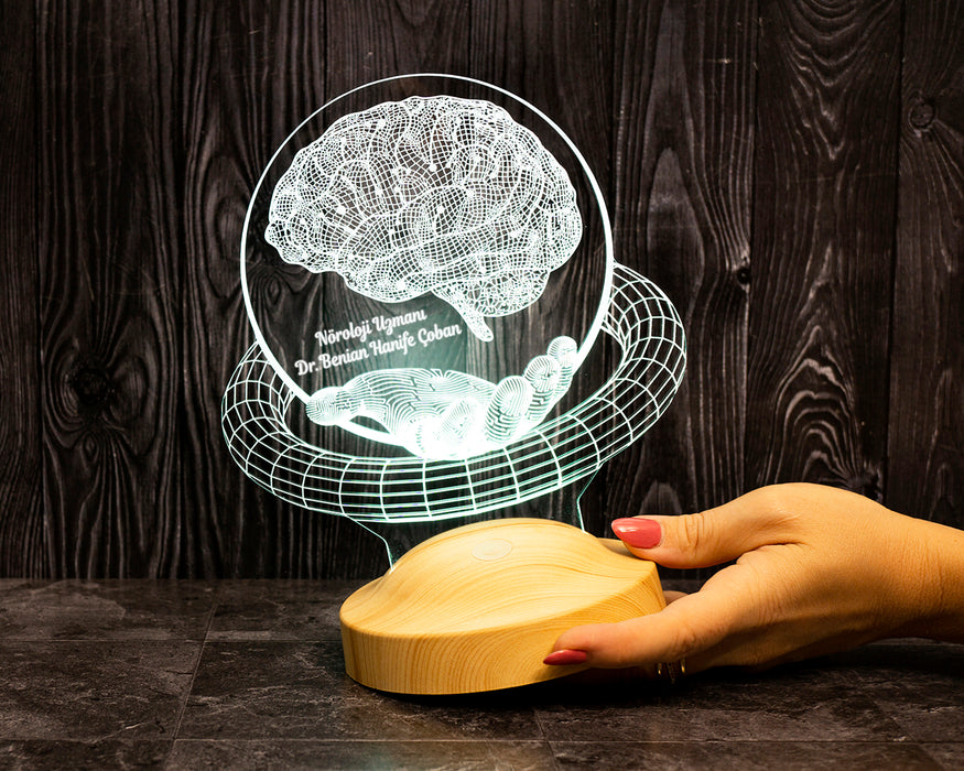 Nöroloji Doktoruna Hediye, Nöroloğa Özel Beyin Figürlü 3D Hediye Led Lamba