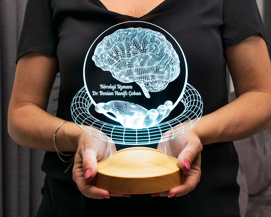Nöroloji Doktoruna Hediye, Nöroloğa Özel Beyin Figürlü 3D Hediye Led Lamba