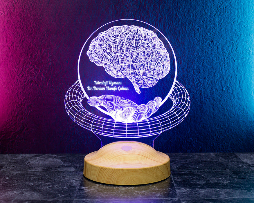 Nöroloji Doktoruna Hediye, Nöroloğa Özel Beyin Figürlü 3D Hediye Led Lamba