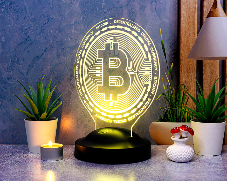 Bitcoin Led Masa Lambası, Bitcoin Hediye, Bitcoin Para Şeklinde Lamba, Kripto Dekoratif Aydınlatma