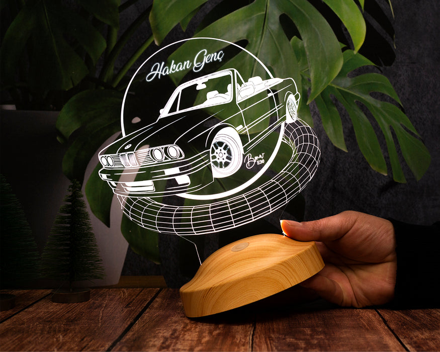 BMW E30 Cabrio 3D LED Gece Lambası – Kişiye Özel Hediyelik