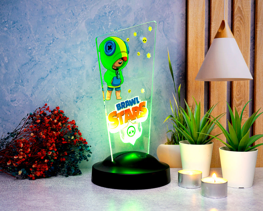 Brawl Stars Oyunu Temalı Masa Lambası, Best Brawler, Leon Brawler, Oyun Karakteri, Çocuk Odası Dekor Lamba Işıklı Ürün UV Renkli Baskılı Ürün Yeni Ürün