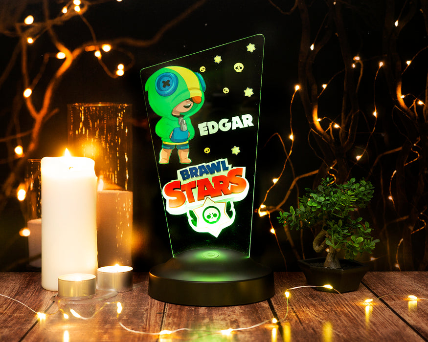 Brawl Stars Oyunu Temalı Masa Lambası, Best Brawler, Leon Brawler, Oyun Karakteri, Çocuk Odası Dekor Lamba Işıklı Ürün UV Renkli Baskılı Ürün Yeni Ürün