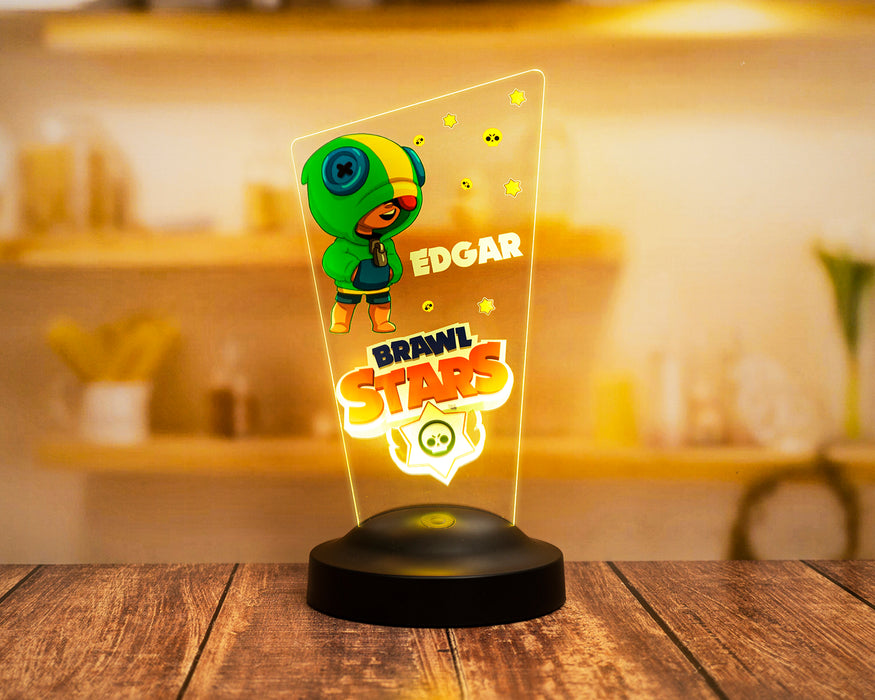 Brawl Stars Oyunu Temalı Masa Lambası, Best Brawler, Leon Brawler, Oyun Karakteri, Çocuk Odası Dekor Lamba Işıklı Ürün UV Renkli Baskılı Ürün Yeni Ürün