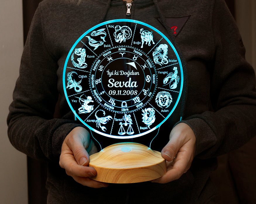 Burç Hediyelik Kişiye Özel Astrolojik Led Lamba / Burçlar Özel Burç Temalı Hediyelik Lambalar