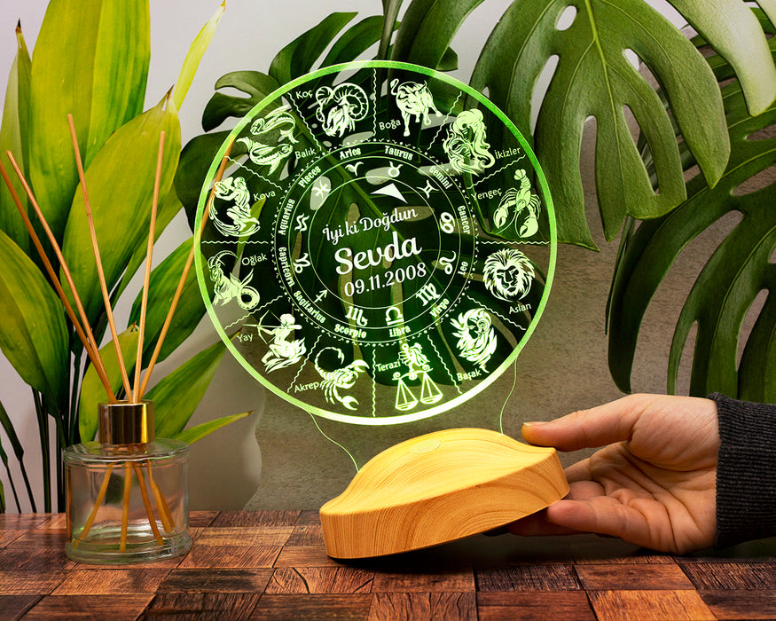 Burç Hediyelik Kişiye Özel Astrolojik Led Lamba / Burçlar Özel Burç Temalı Hediyelik Lambalar